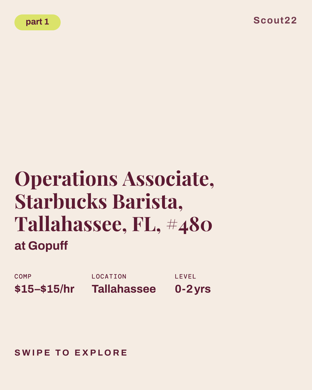 Operations Associate, Starbucks Barista, Tallahassee, FL, #480 at Gopuff