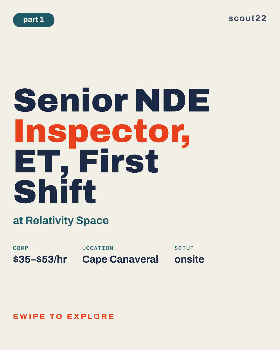 Senior NDE Inspector, ET, First Shift at Relativity Space