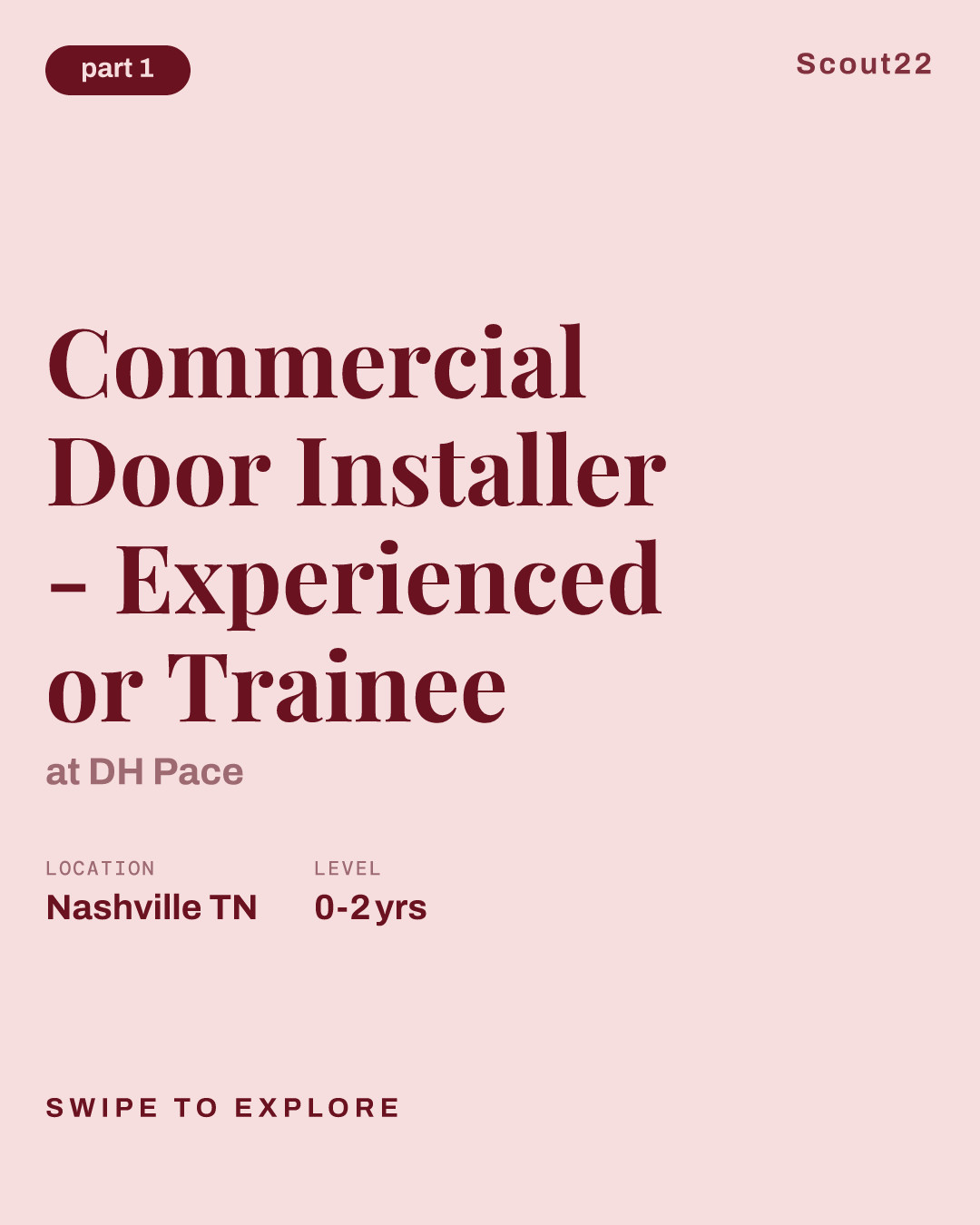Commercial Door Installer - Experienced or Trainee at DH Pace