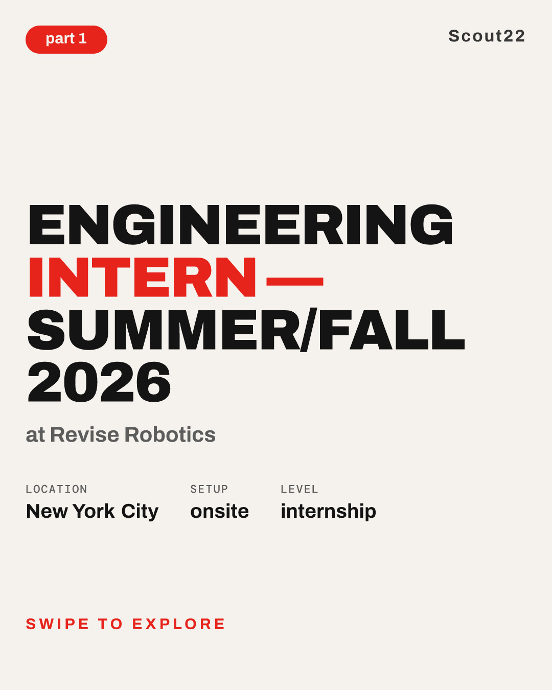 Engineering Intern — Summer/Fall 2026 at Revise Robotics