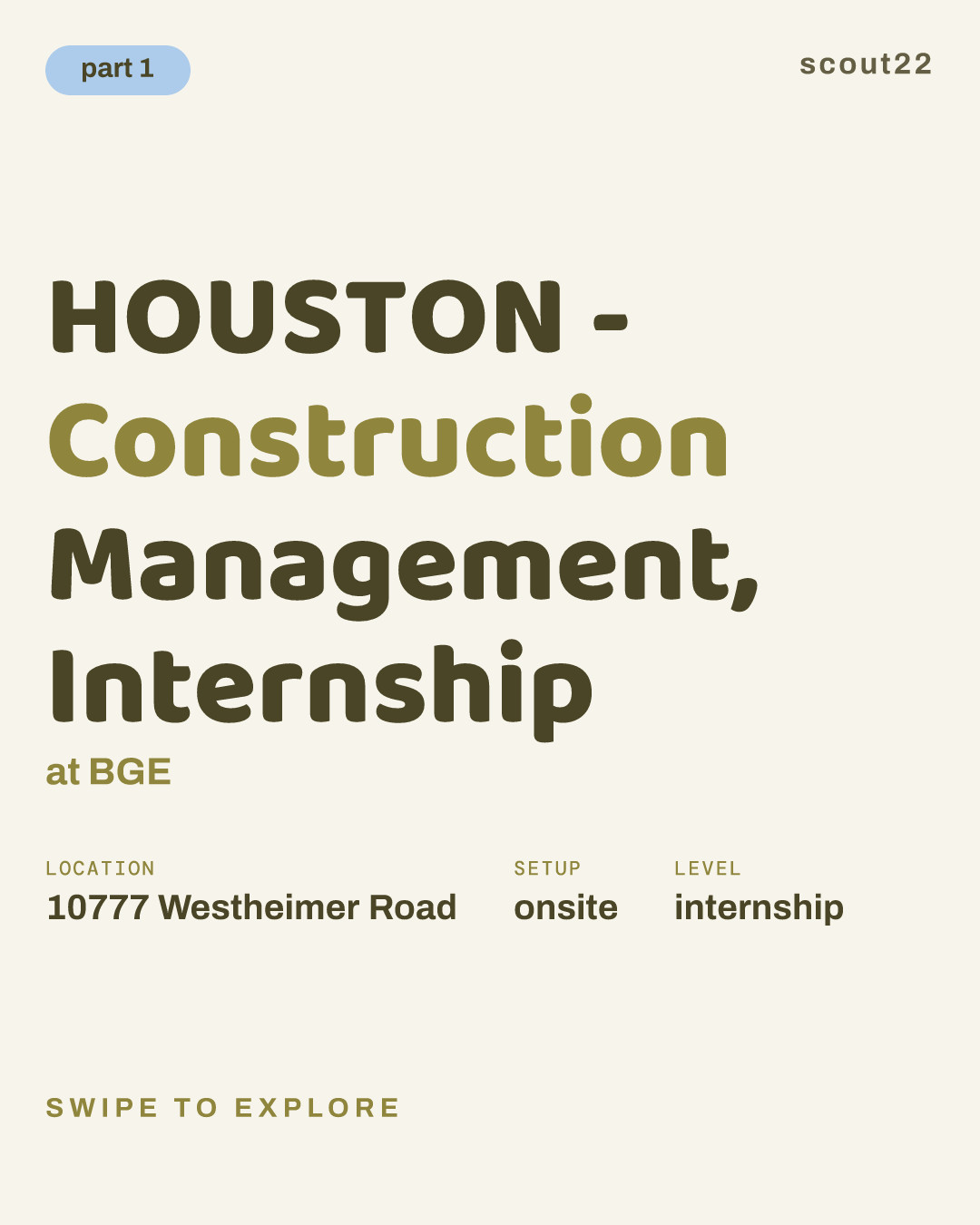 HOUSTON - Construction Management, Internship at BGE