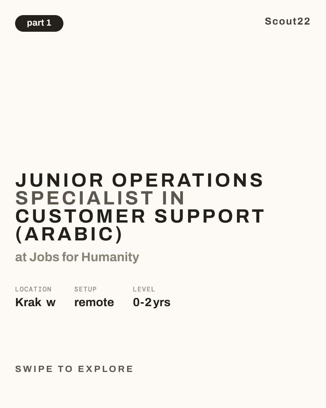 Junior Operations Specialist in Customer Support (Arabic) at Jobs for Humanity