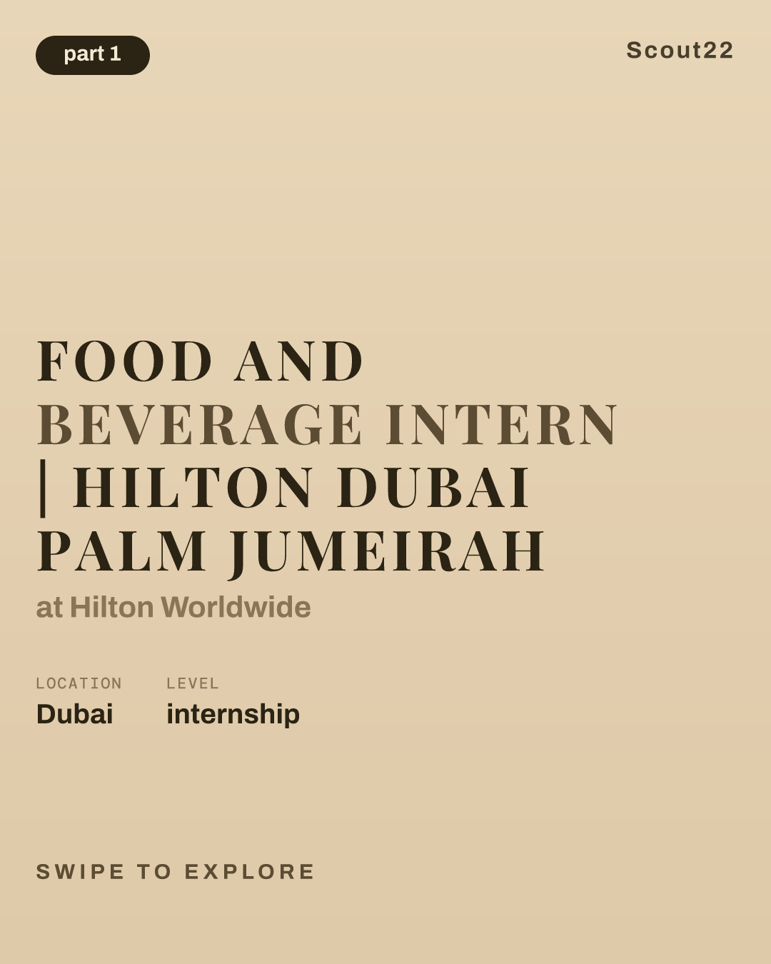 Food and Beverage Intern | Hilton Dubai Palm Jumeirah at Hilton Worldwide