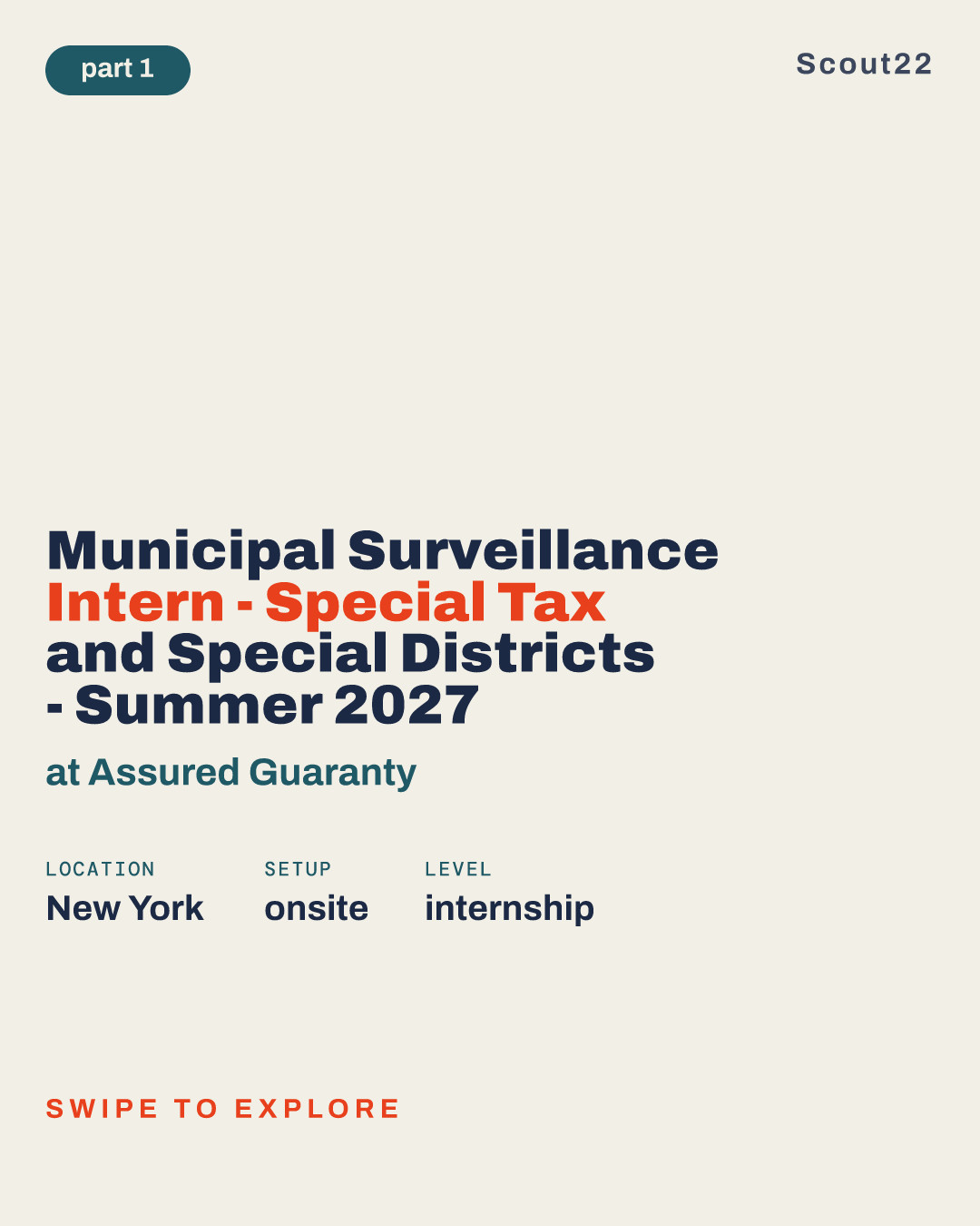 Municipal Surveillance Intern - Special Tax and Special Districts - Summer 2027 at Assured Guaranty