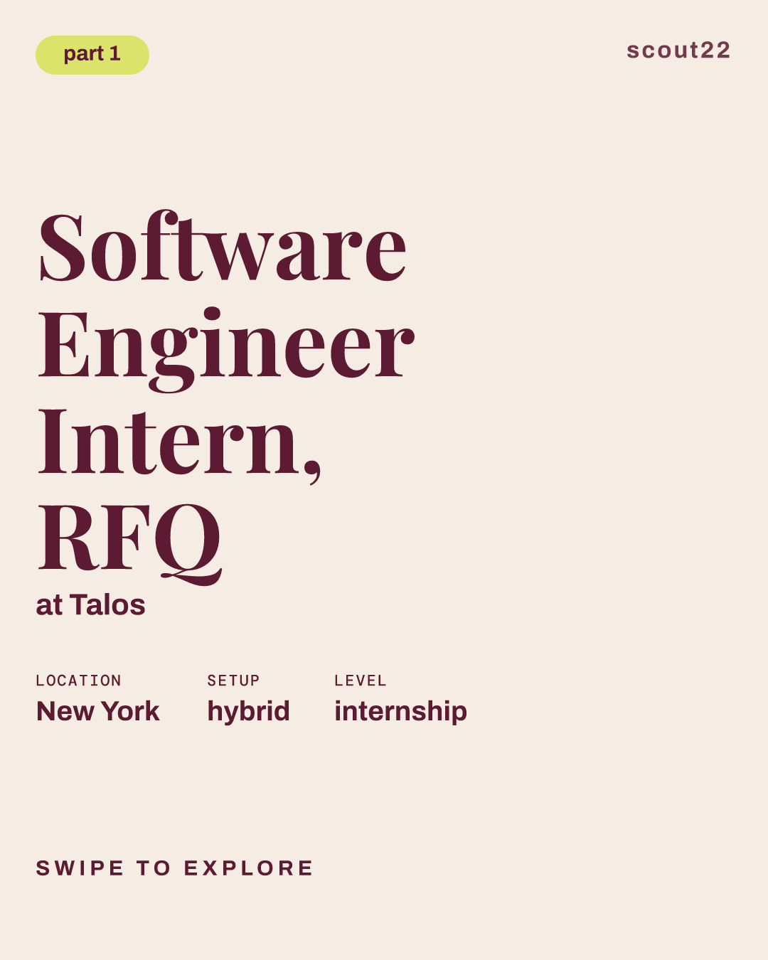 Software Engineer Intern, RFQ at Talos