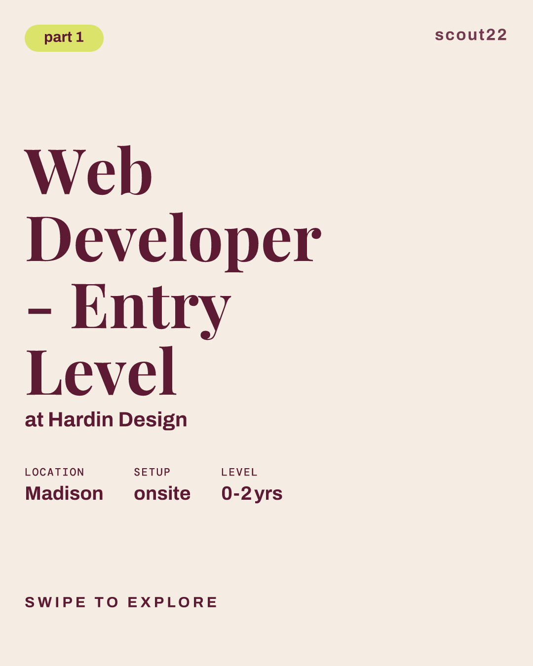 Web Developer - Entry Level at Hardin Design