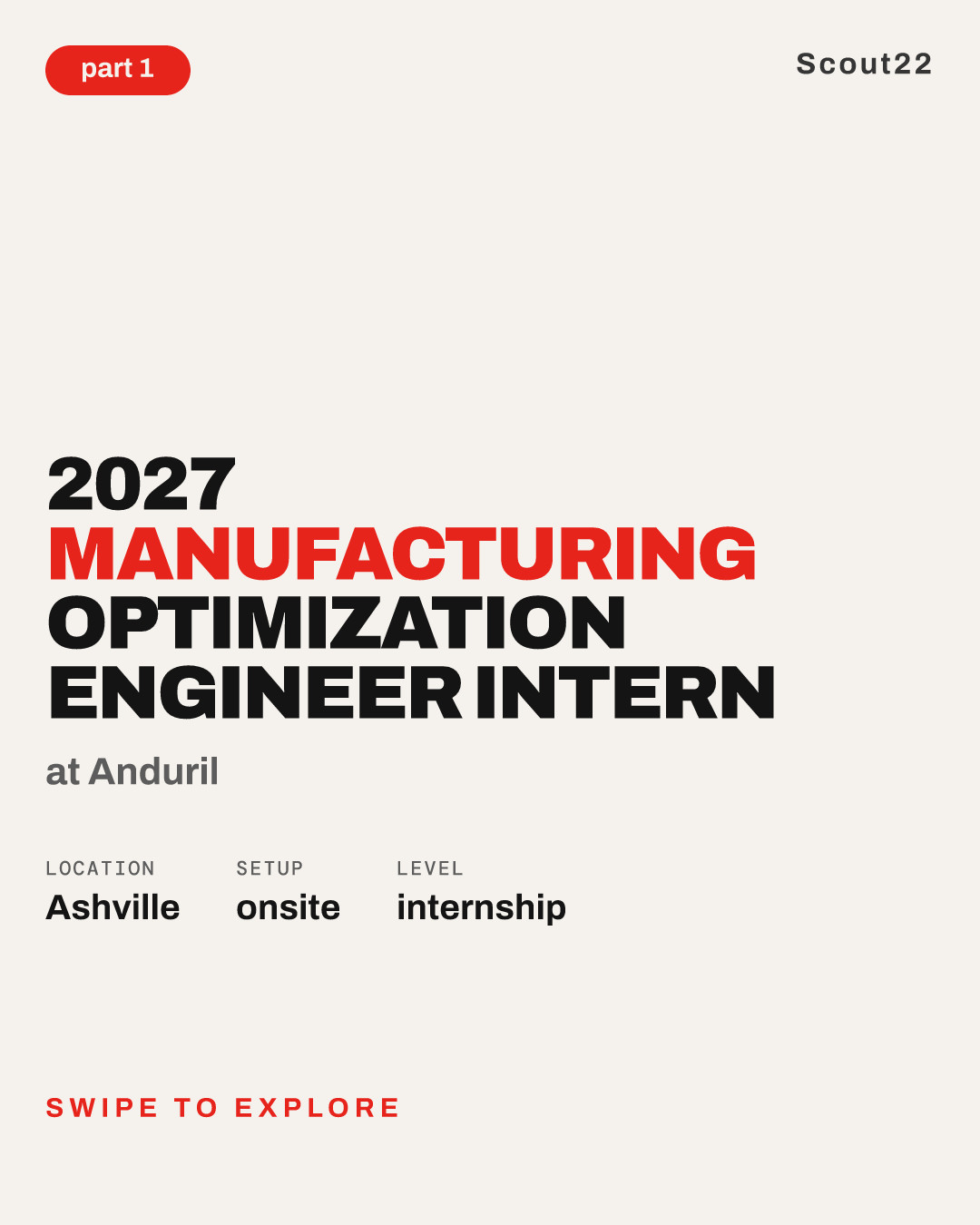 2027 Manufacturing Optimization Engineer Intern at Anduril