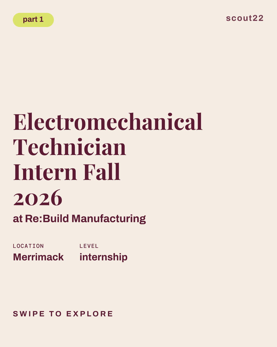 Electromechanical Technician Intern Fall 2026 at Re:Build Manufacturing