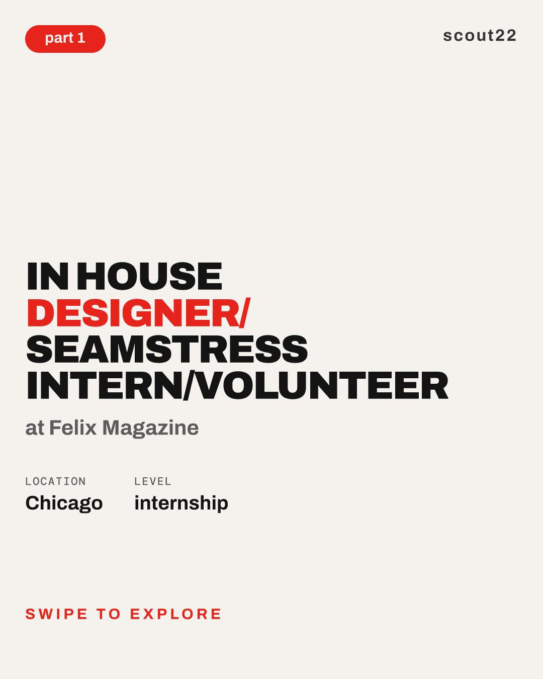 In house designer/ seamstress Intern/Volunteer at Felix Magazine