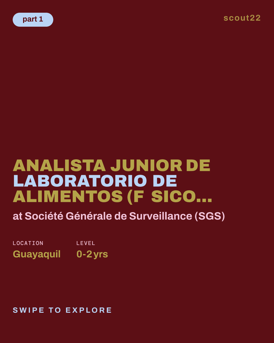 Analista Junior de Laboratorio de Alimentos (Físico - Químico) at Société Générale de Surveillance (SGS)