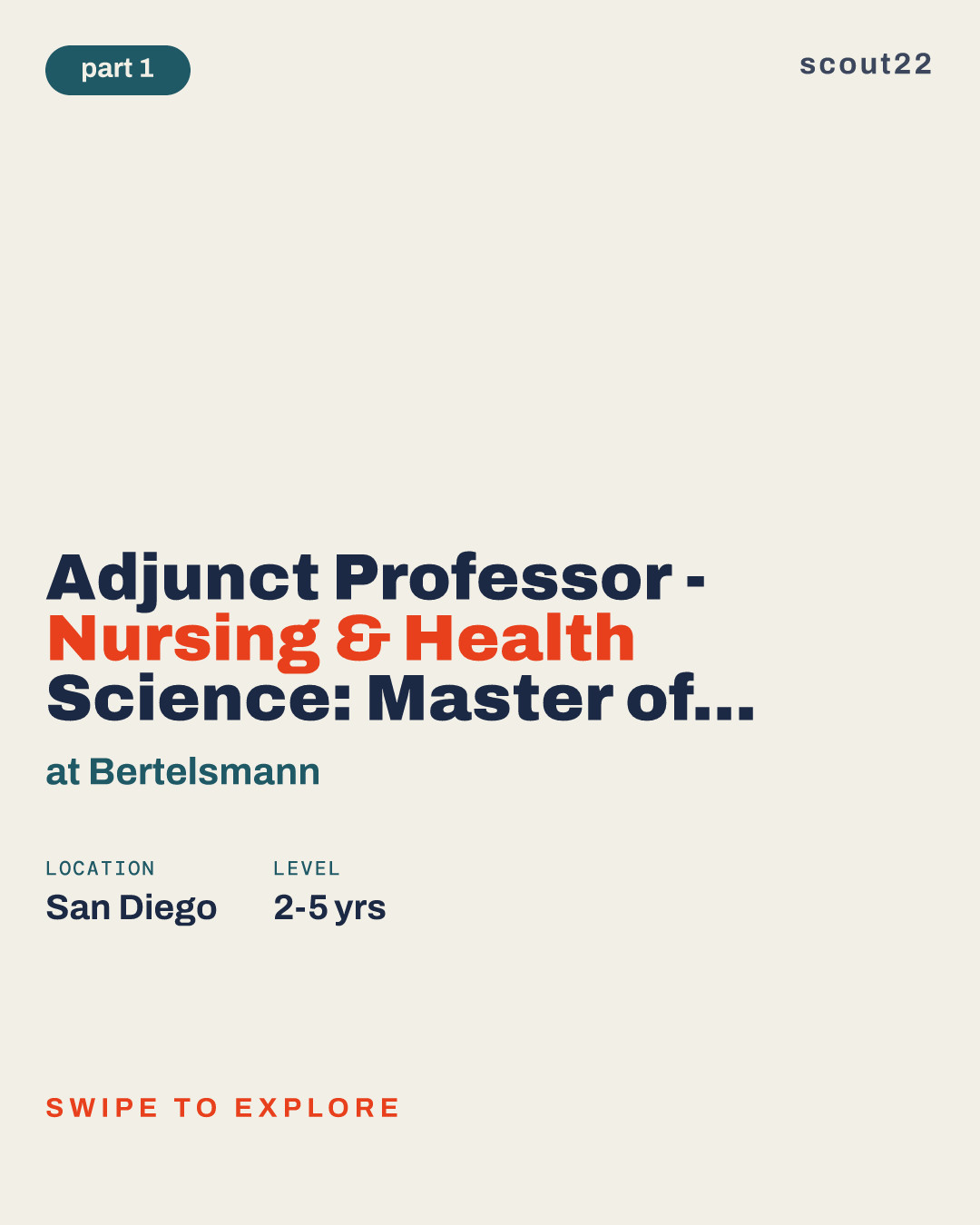 Adjunct Professor - Nursing & Health Science: Master of Occupational Therapy - San Diego Campus Candidate Pool at Bertelsmann
