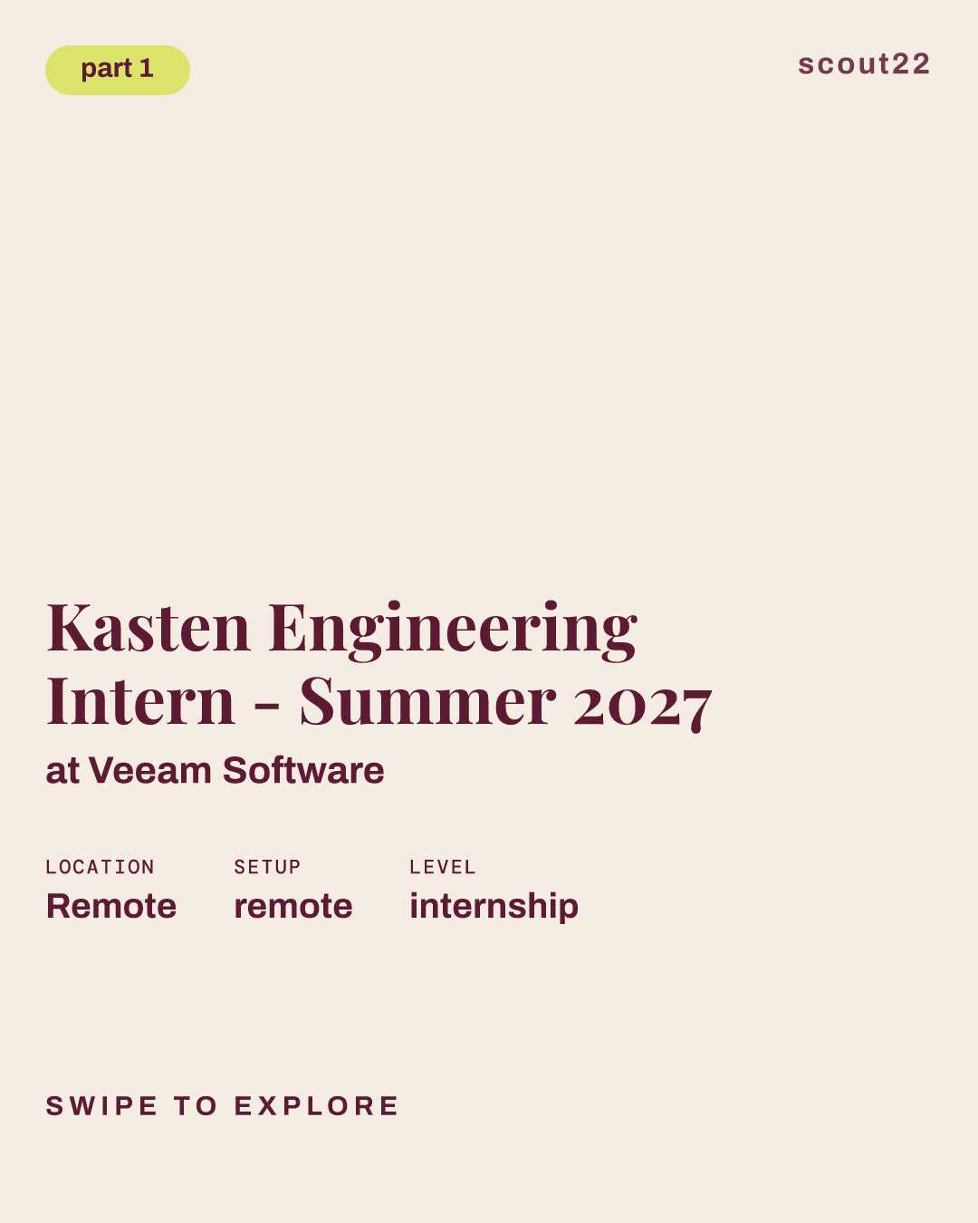 Kasten Engineering Intern - Summer 2027 at Veeam Software