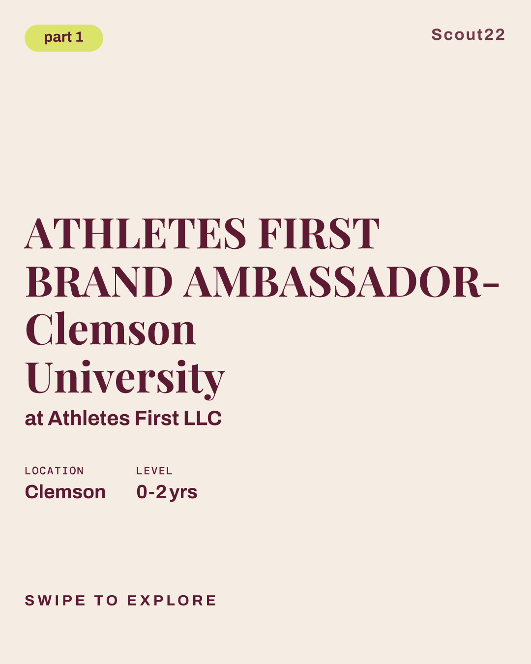 ATHLETES FIRST BRAND AMBASSADOR- Clemson University at Athletes First LLC