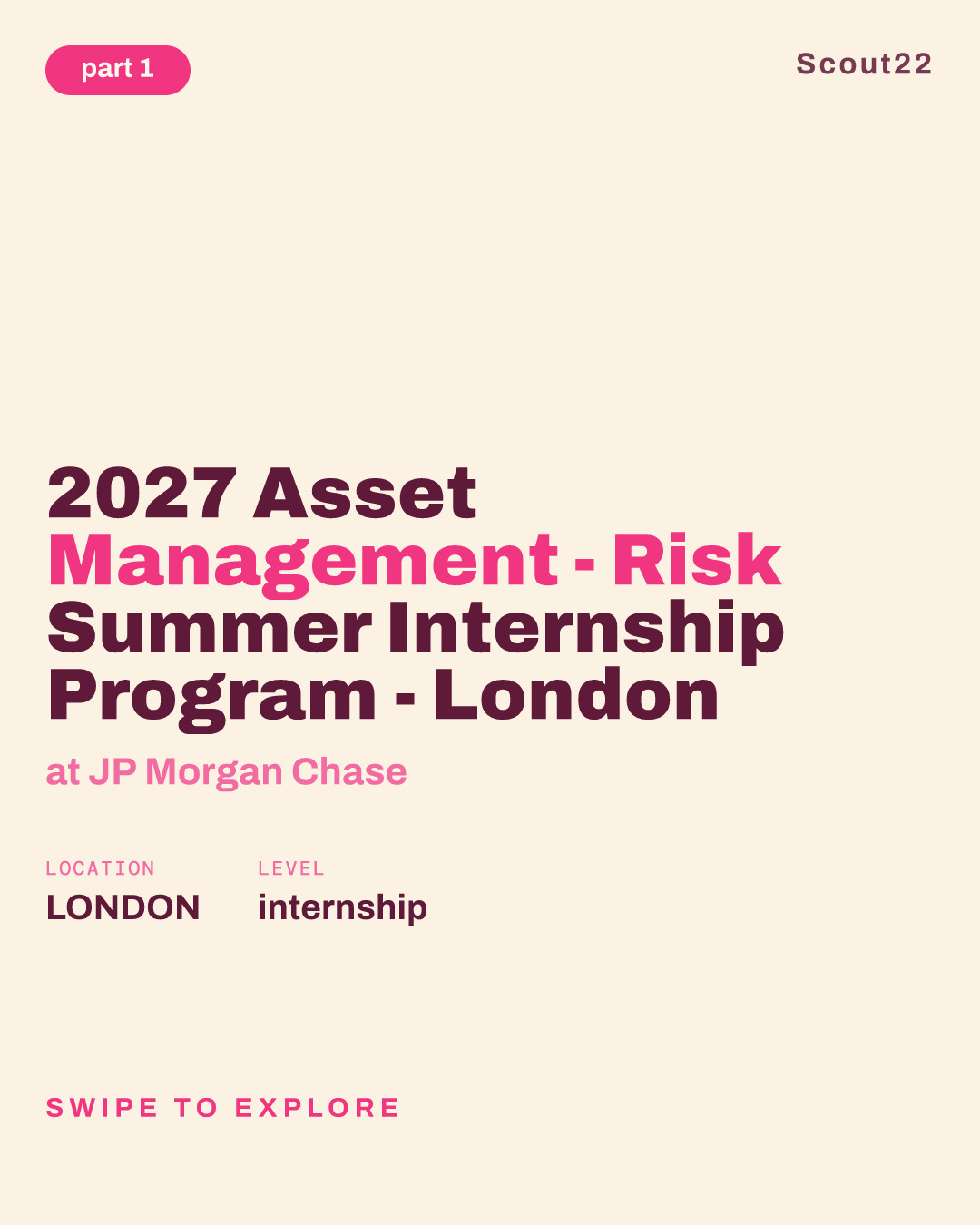 2027 Asset Management - Risk Summer Internship Program - London at JP Morgan Chase