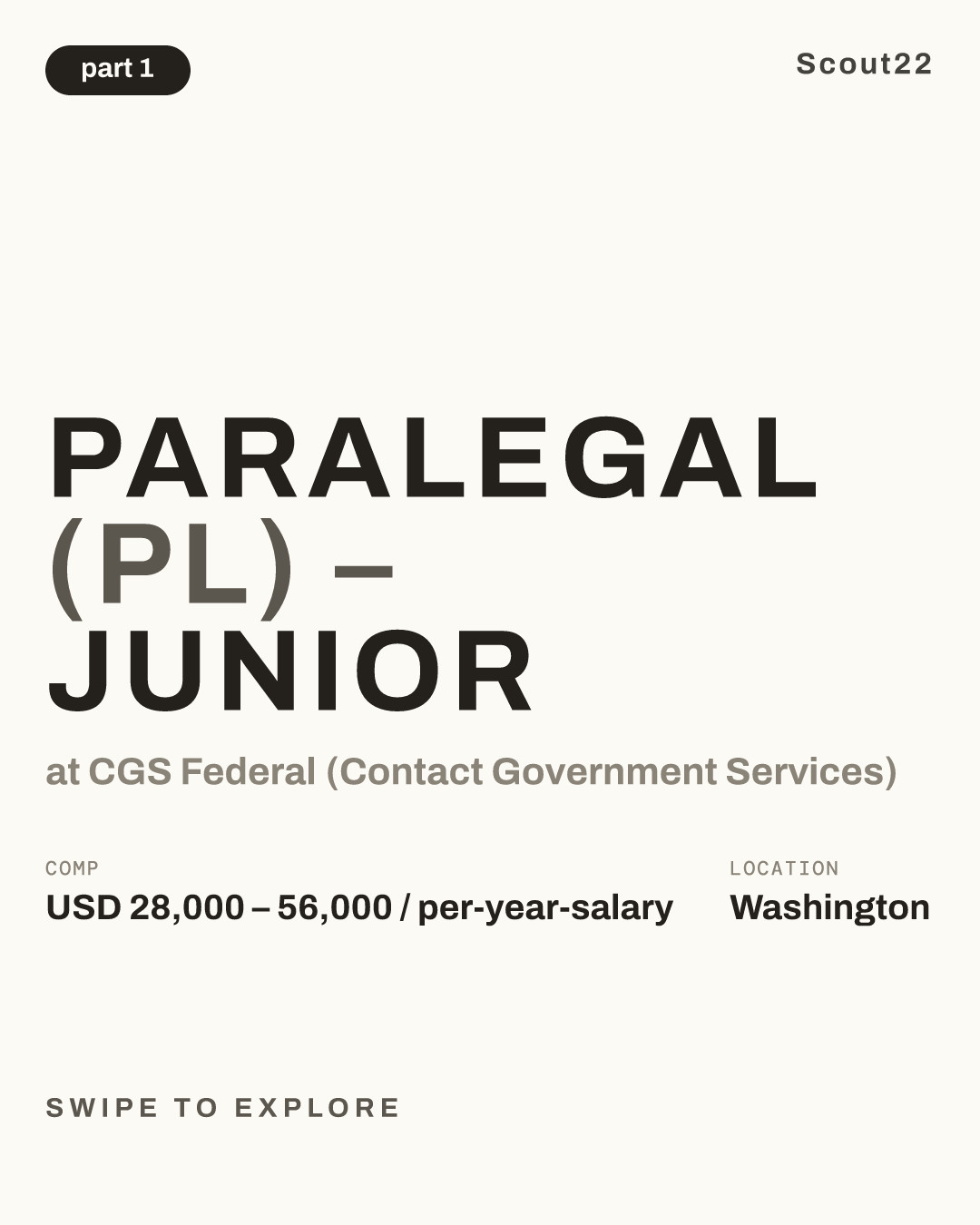 Paralegal (PL) – Junior at CGS Federal (Contact Government Services)