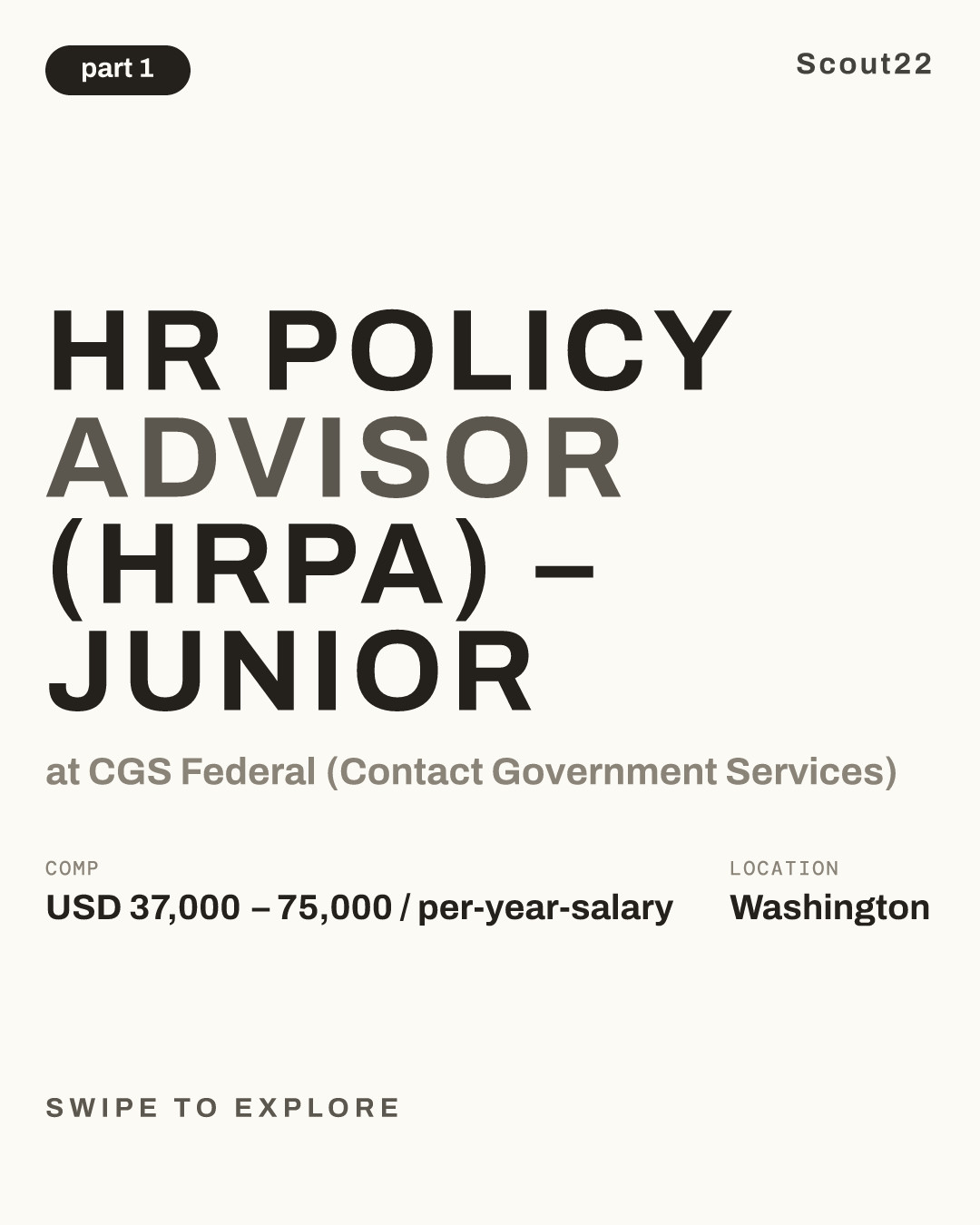 HR Policy Advisor (HRPA) – Junior at CGS Federal (Contact Government Services)