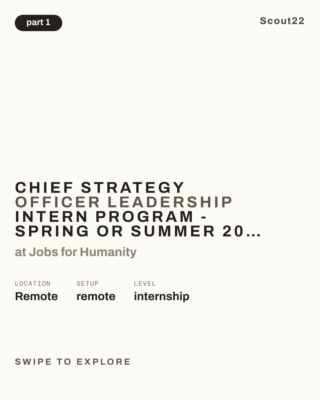 Chief Strategy Officer Leadership Intern Program - Spring or Summer 2026 at Jobs for Humanity