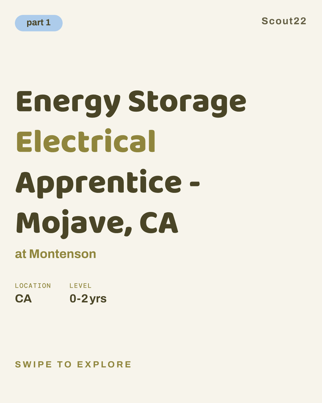 Energy Storage Electrical Apprentice - Mojave, CA at Montenson