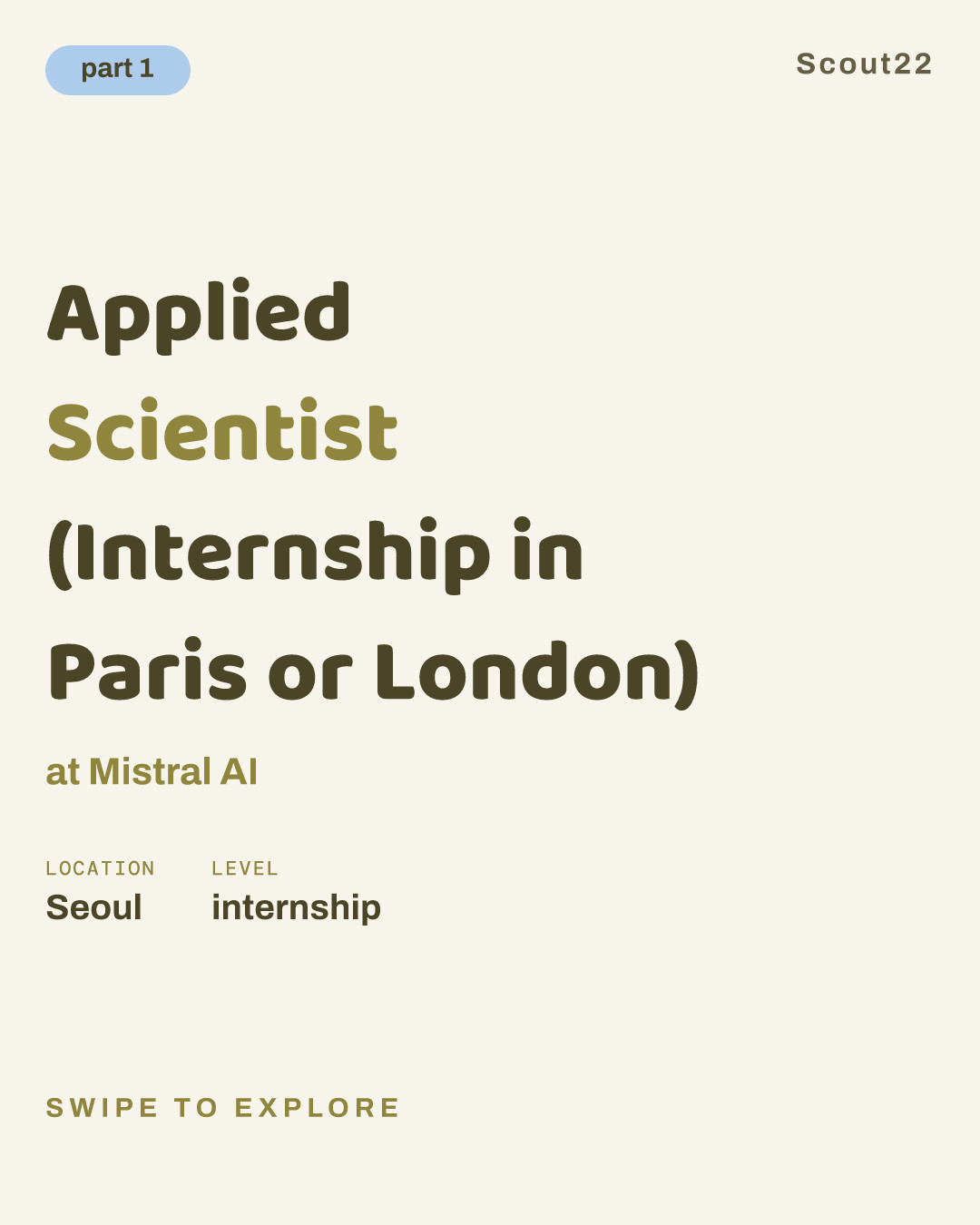 Applied Scientist (Internship in Paris or London) at Mistral AI