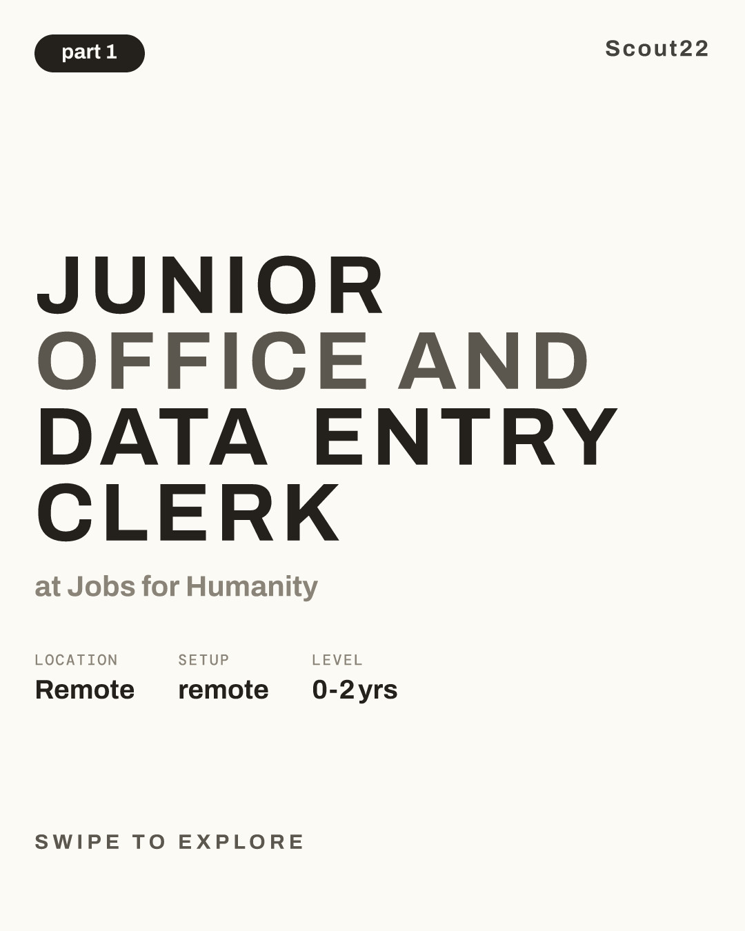 Junior Office and Data Entry Clerk at Jobs for Humanity