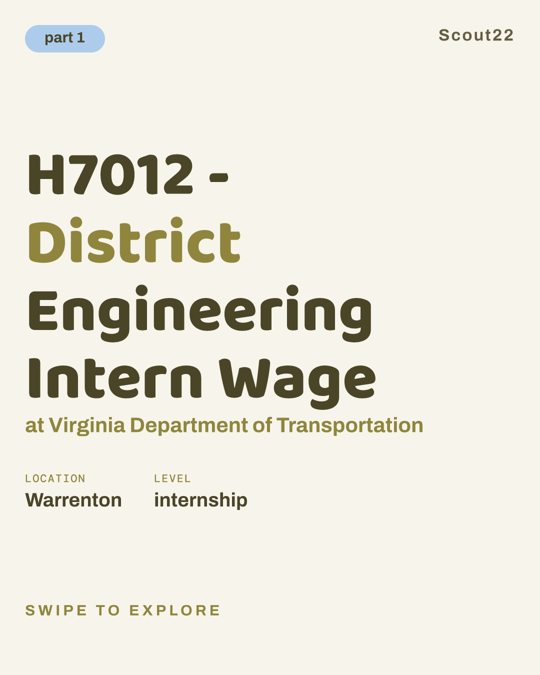 H7012 - District Engineering Intern Wage at Virginia Department of Transportation