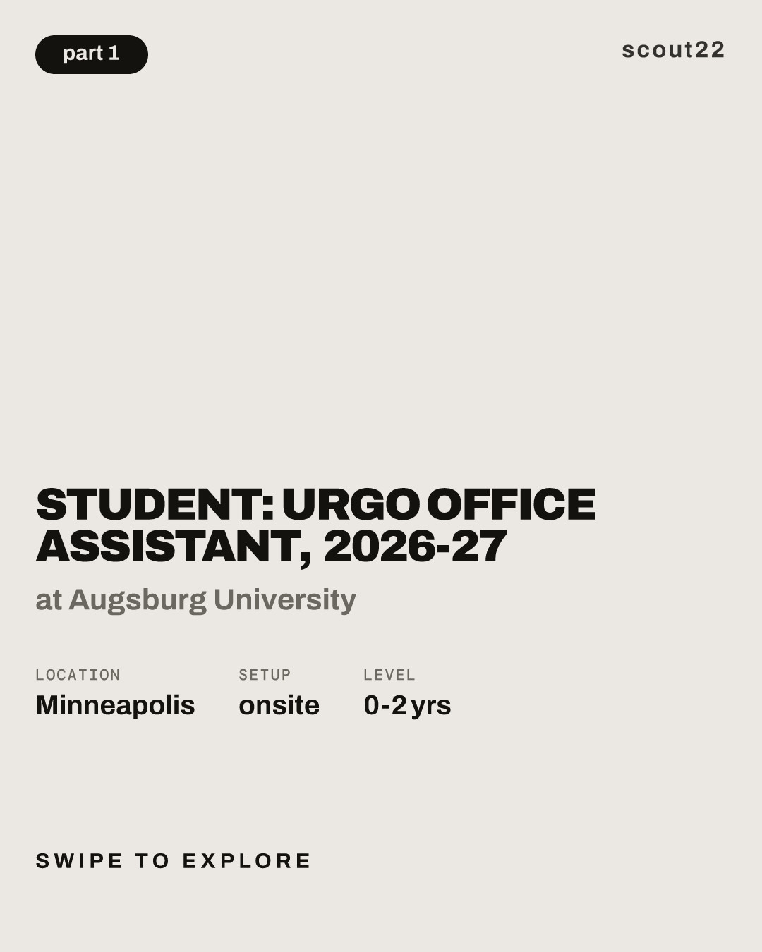 Student: URGO Office Assistant, 2026-27 at Augsburg University