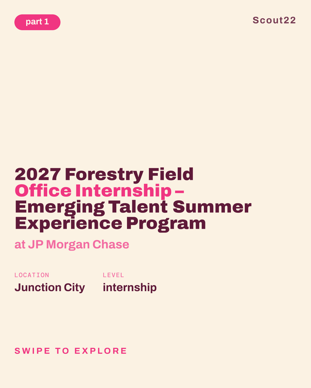 2027 Forestry Field Office Internship – Emerging Talent Summer Experience Program at JP Morgan Chase