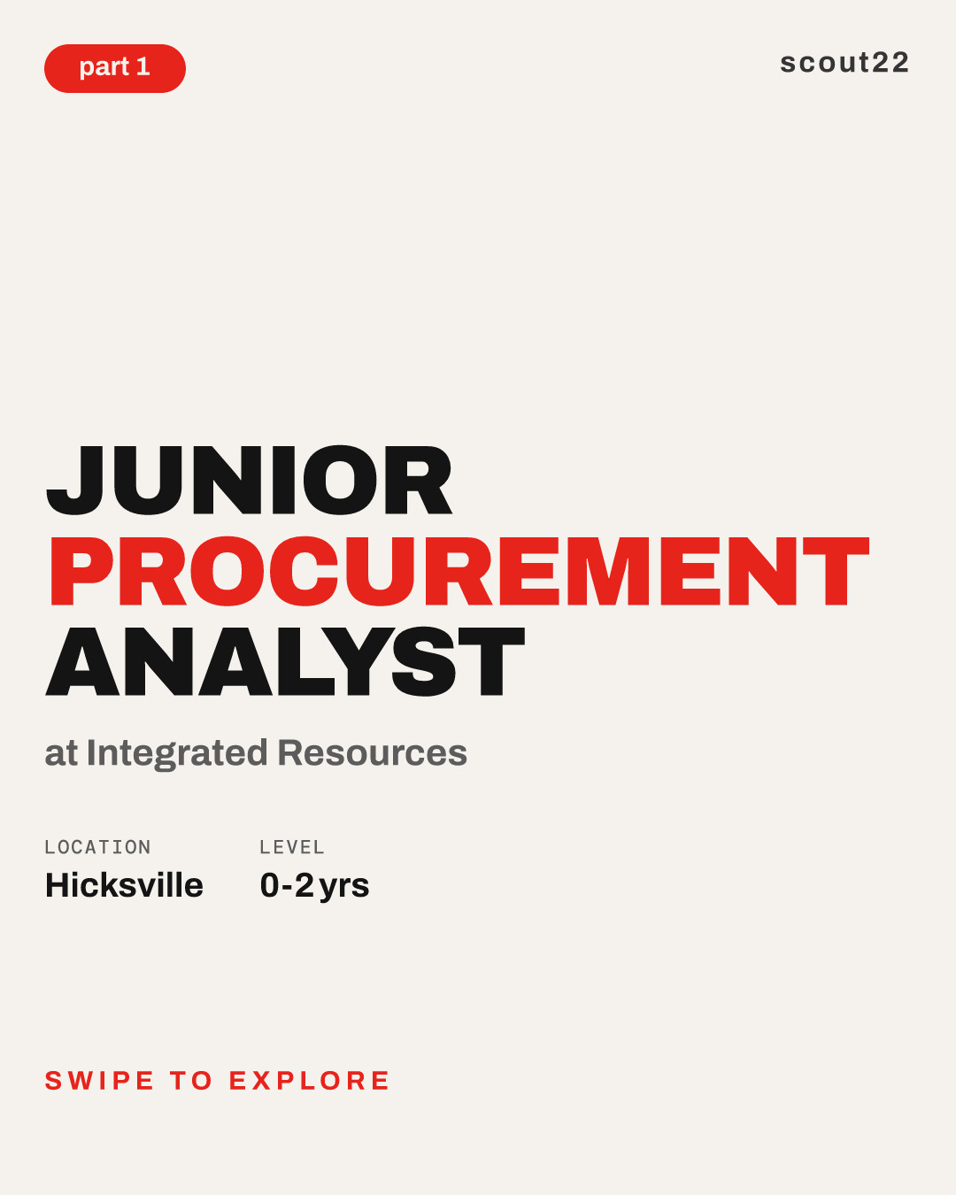 Junior Procurement Analyst at Integrated Resources