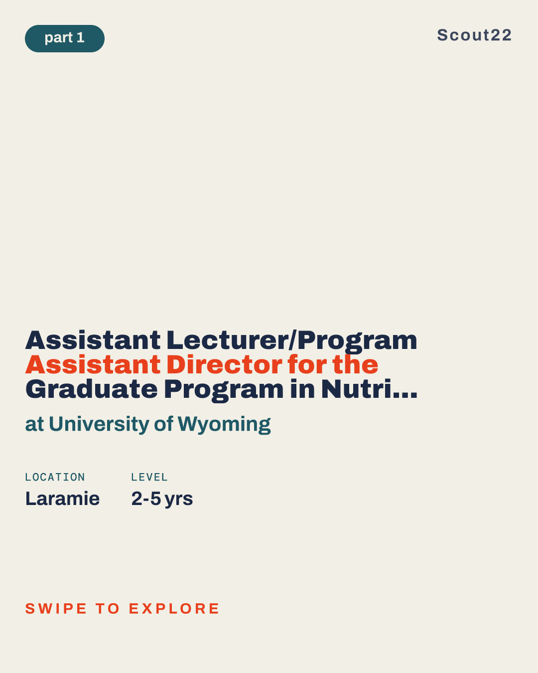 Assistant Lecturer/Program Assistant Director for the Graduate Program in Nutrition and Dietetics (GPND), Family and Consumer Sciences at University of Wyoming