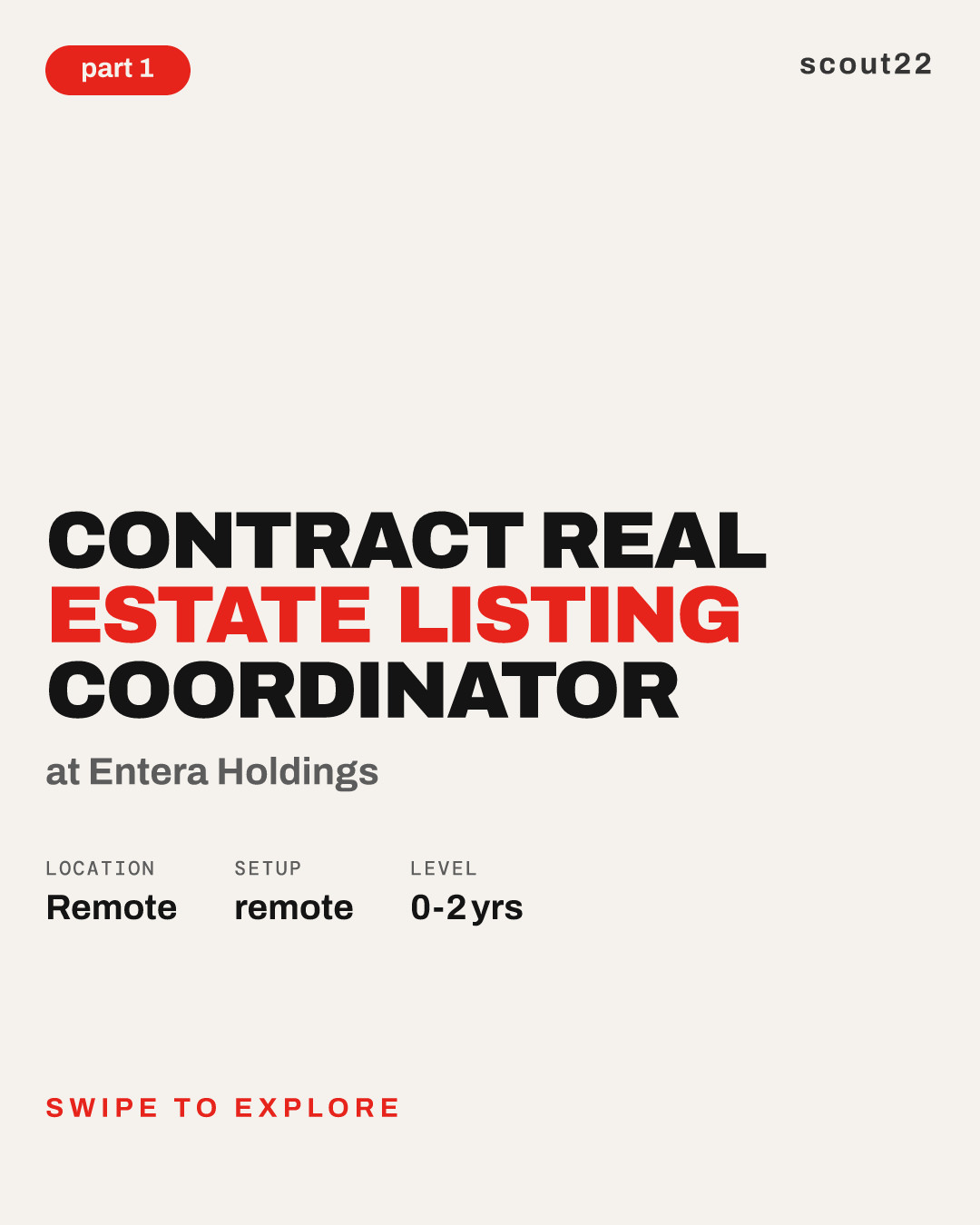 Contract Real Estate Listing Coordinator at Entera Holdings