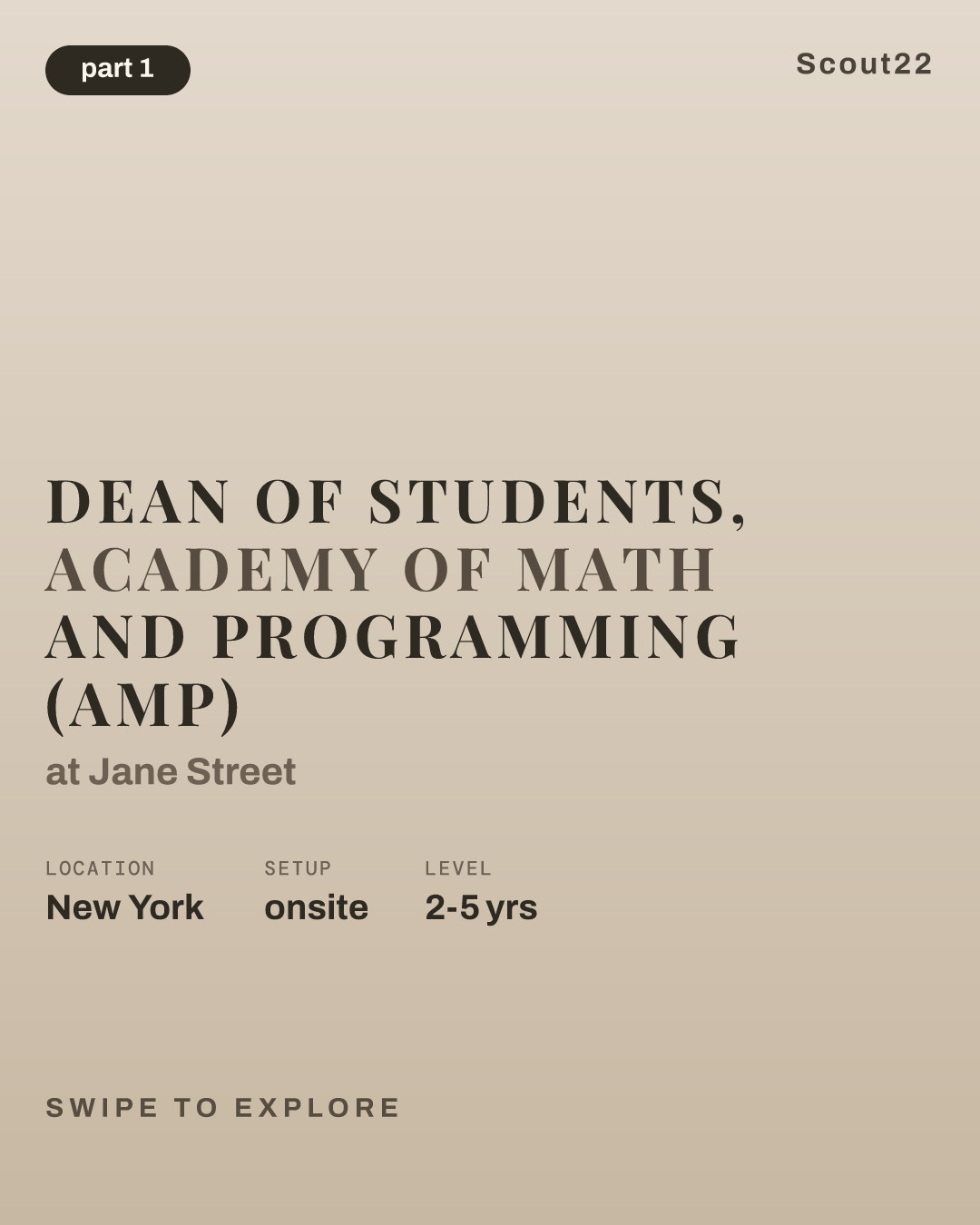 Dean of Students, Academy of Math and Programming (AMP) at Jane Street