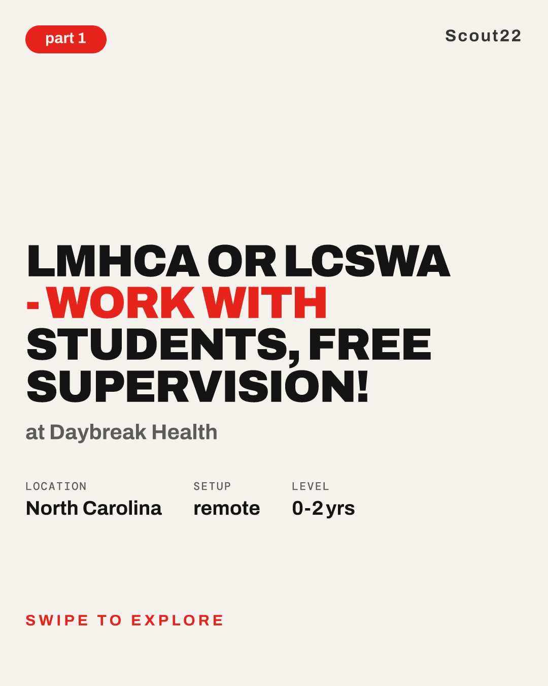 LMHCA or LCSWA - Work with students, free supervision! at Daybreak Health