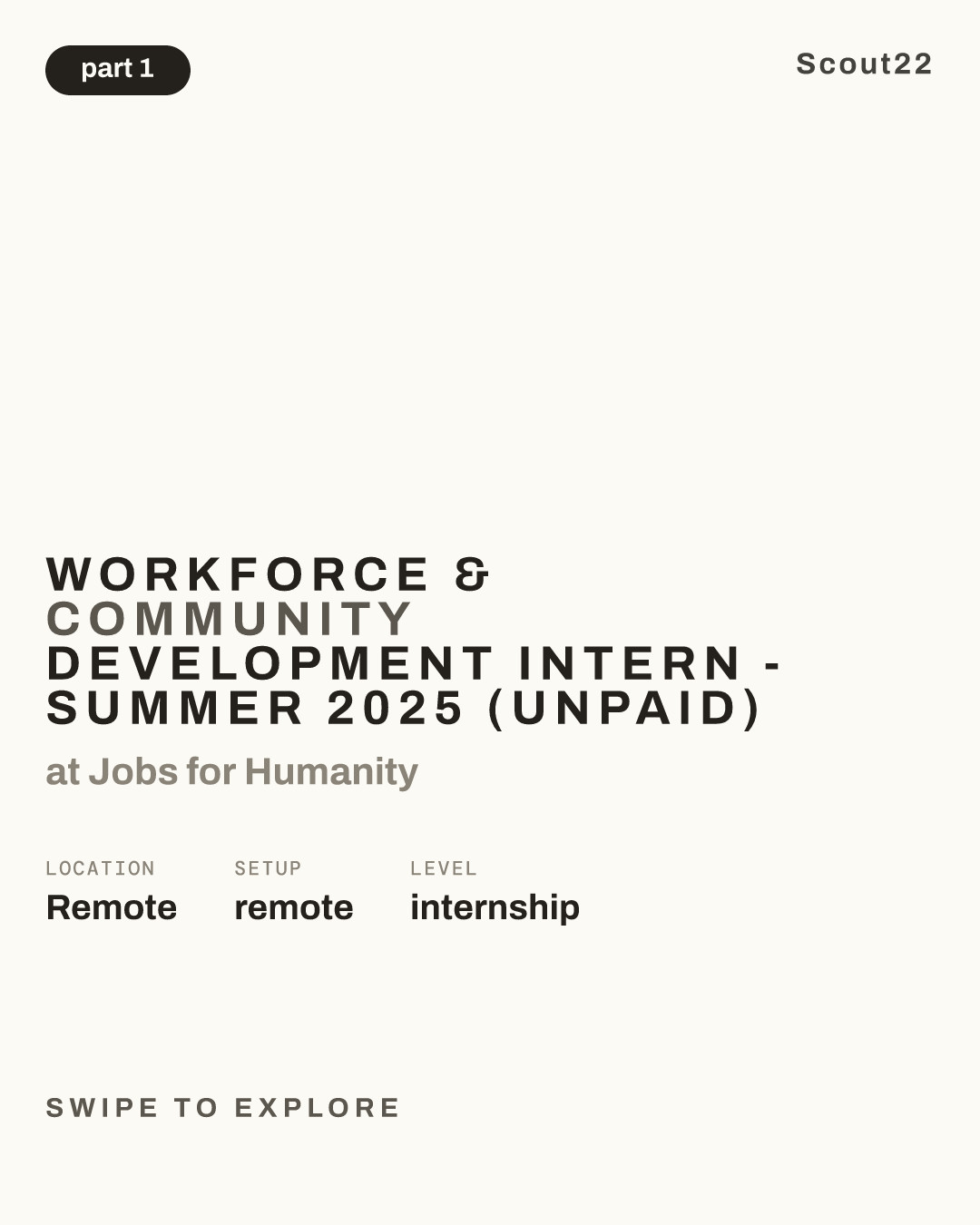 Workforce & Community Development Intern - Summer 2025 (Unpaid) at Jobs for Humanity