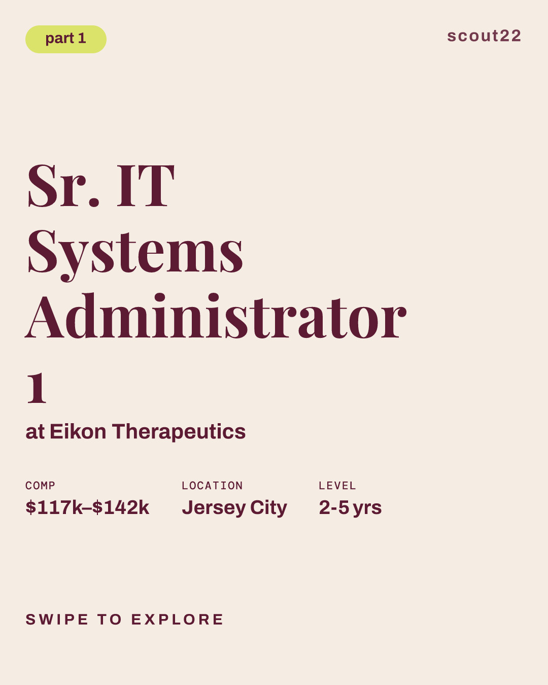 Sr. IT Systems Administrator 1 at Eikon Therapeutics