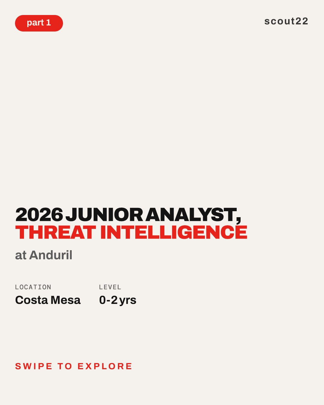 2026 Junior Analyst, Threat Intelligence at Anduril