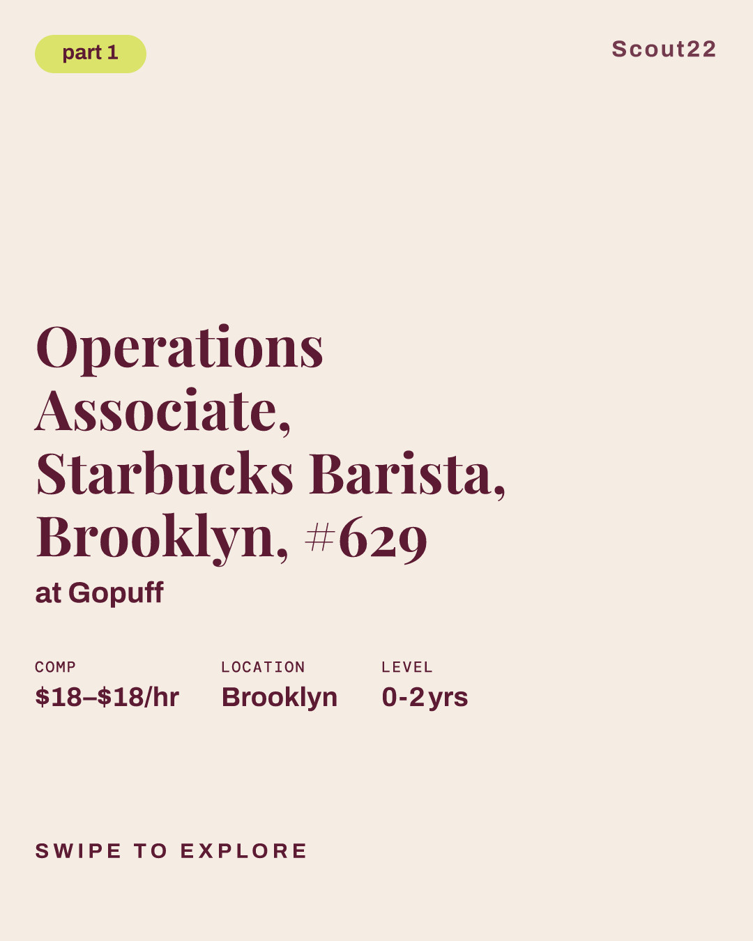 Operations Associate, Starbucks Barista, Brooklyn, #629 at Gopuff