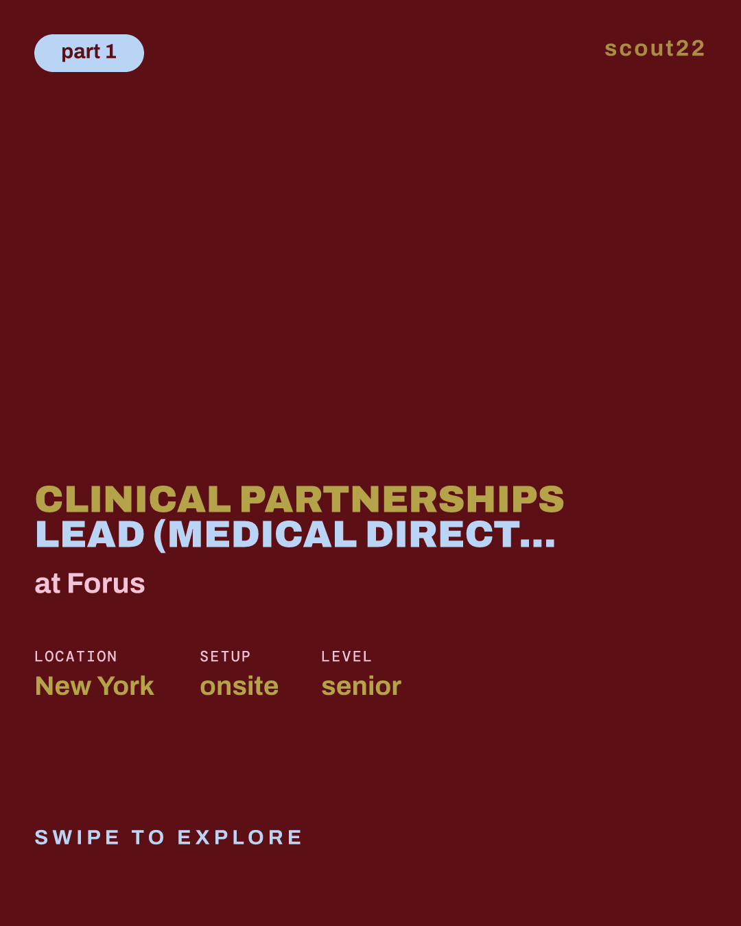 Clinical Partnerships Lead (Medical Director) at Forus