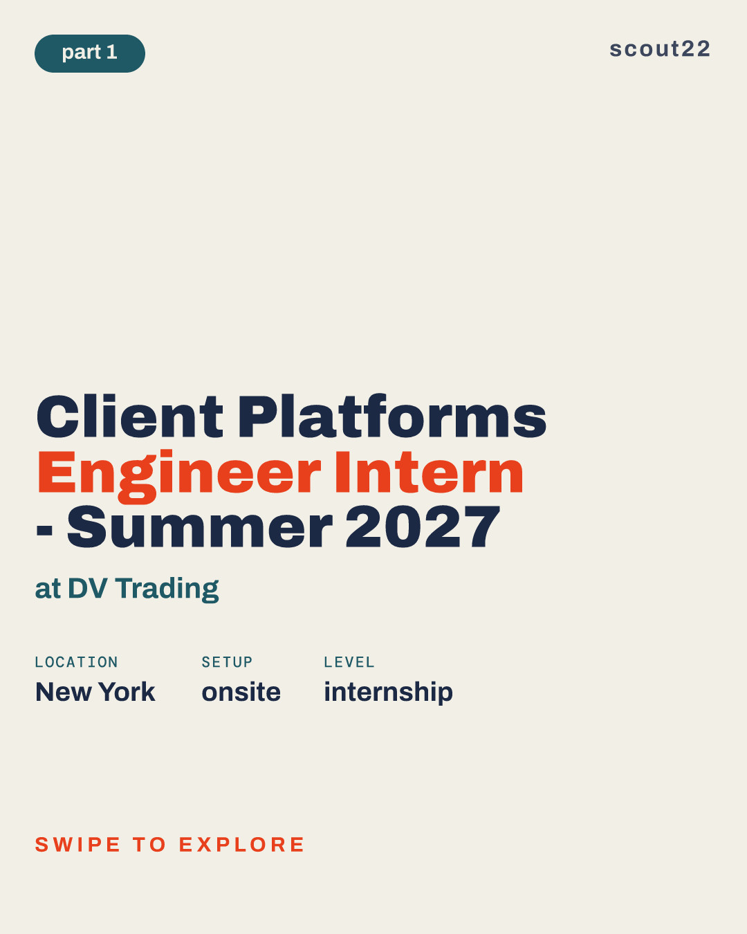 Client Platforms Engineer Intern - Summer 2027 at DV Trading