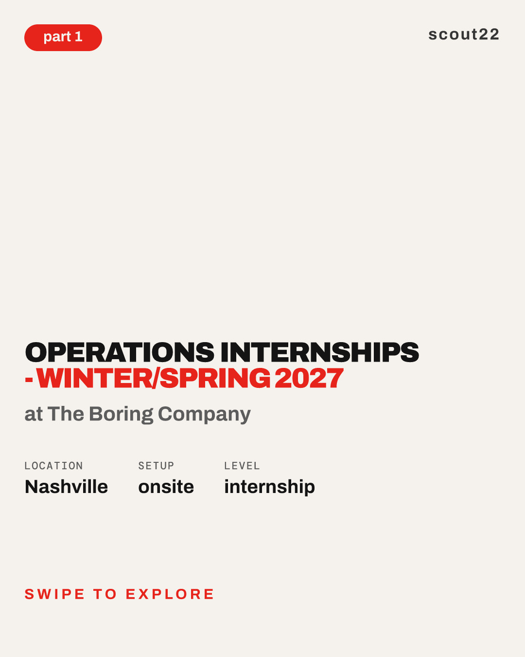 Operations Internships - Winter/Spring 2027 at The Boring Company