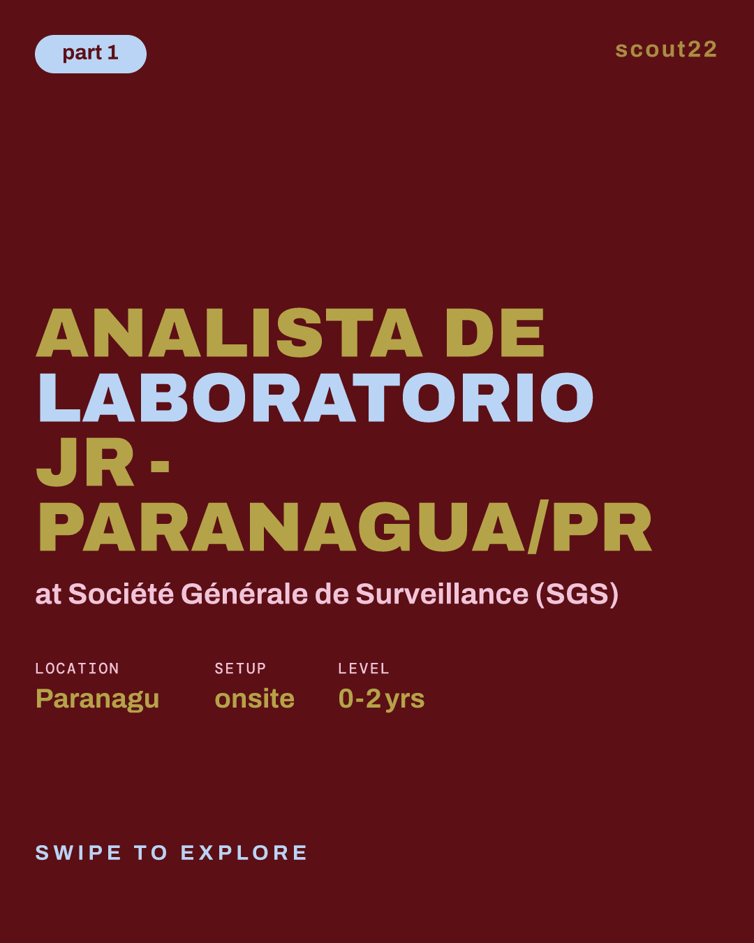 ANALISTA DE LABORATORIO JR - PARANAGUA/PR at Société Générale de Surveillance (SGS)