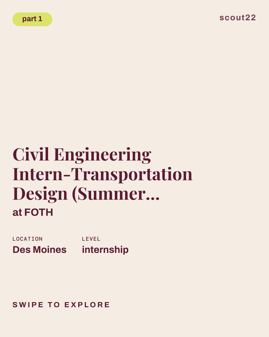 Civil Engineering Intern-Transportation Design (Summer 2027) at FOTH