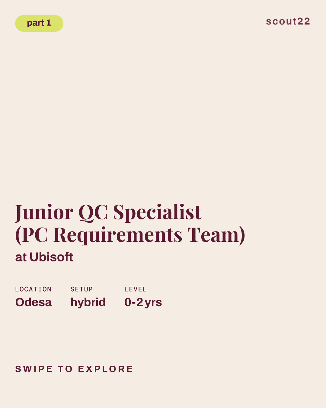 Junior QC Specialist (PC Requirements Team) at Ubisoft