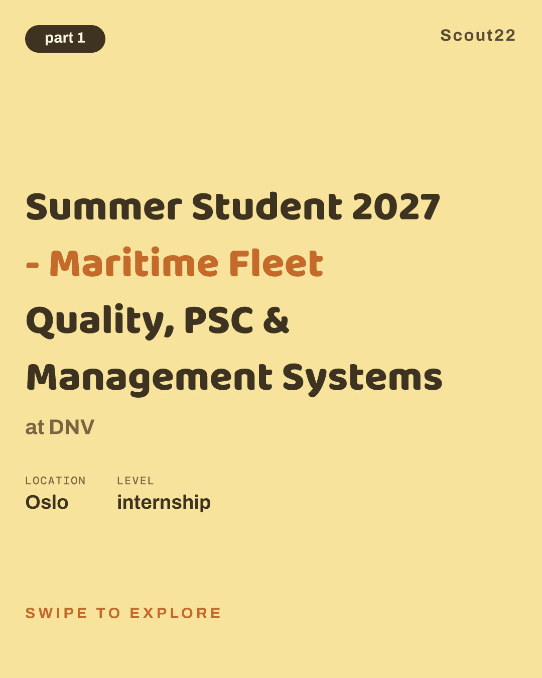Summer Student 2027 - Maritime Fleet Quality, PSC & Management Systems at DNV