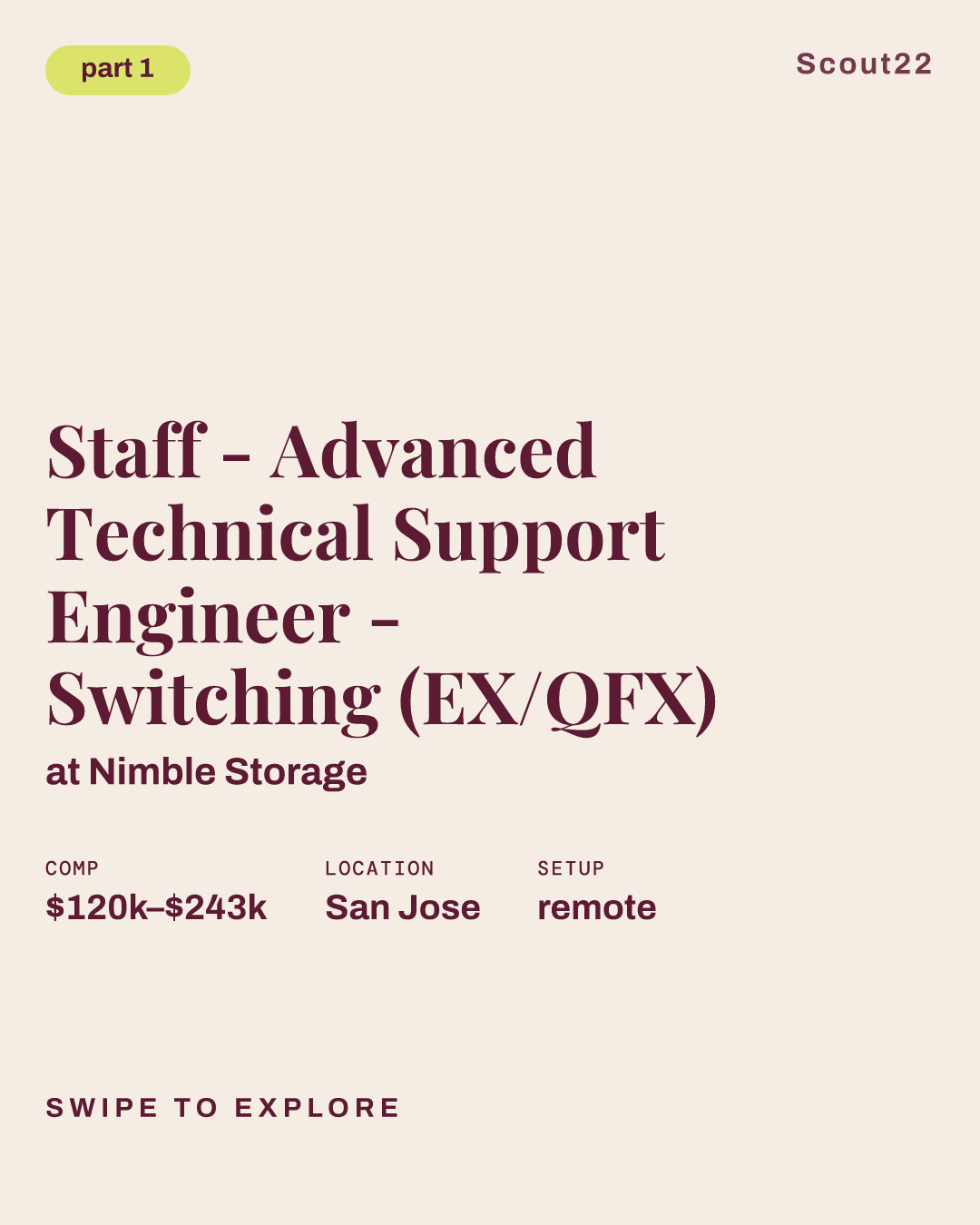 Staff - Advanced Technical Support Engineer - Switching (EX/QFX) at Nimble Storage