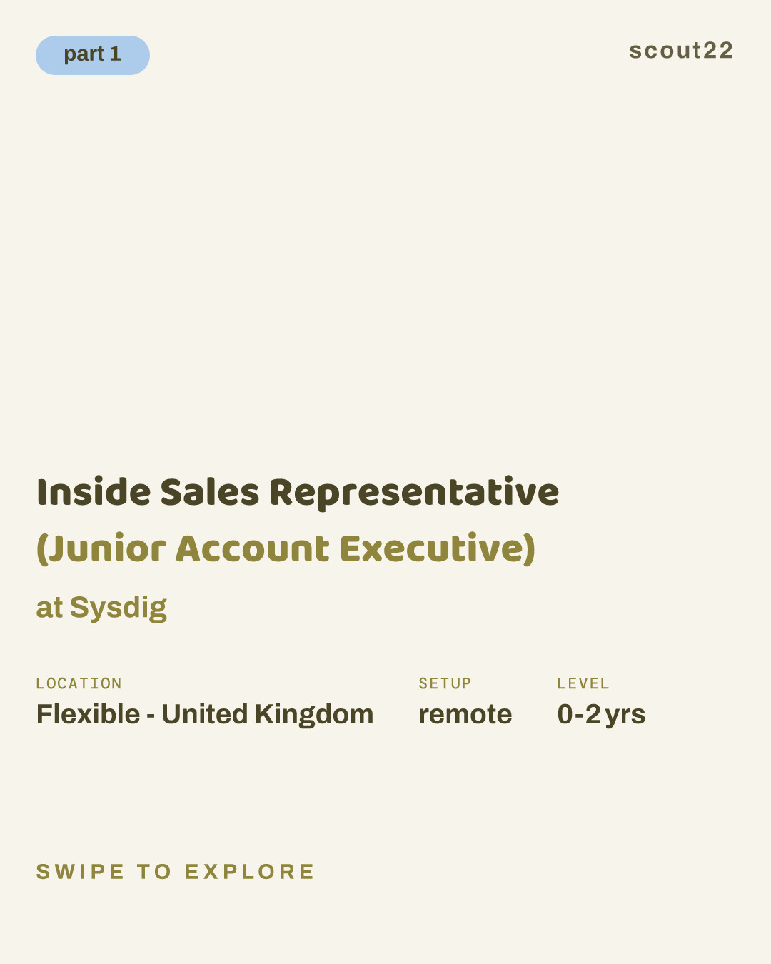 Inside Sales Representative (Junior Account Executive) at Sysdig