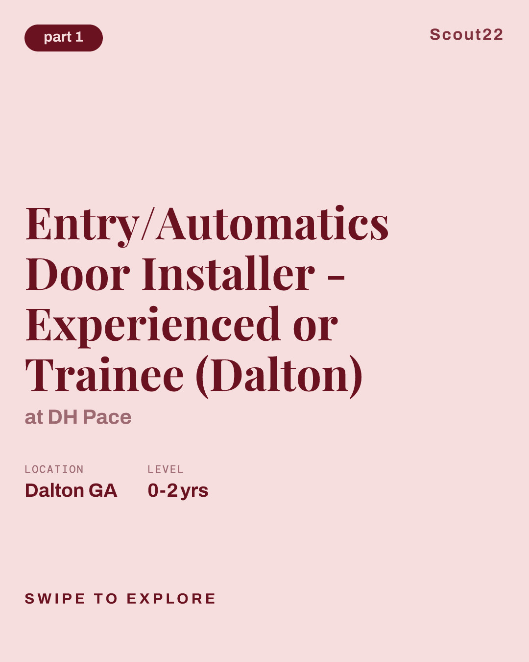 Entry/Automatics Door Installer - Experienced or Trainee (Dalton) at DH Pace