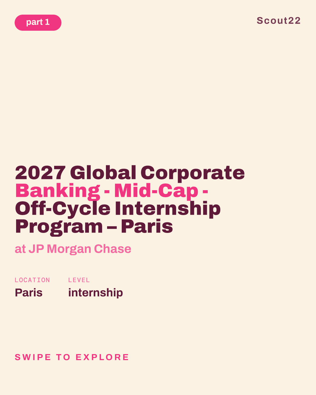 2027 Global Corporate Banking - Mid-Cap - Off-Cycle Internship Program – Paris at JP Morgan Chase