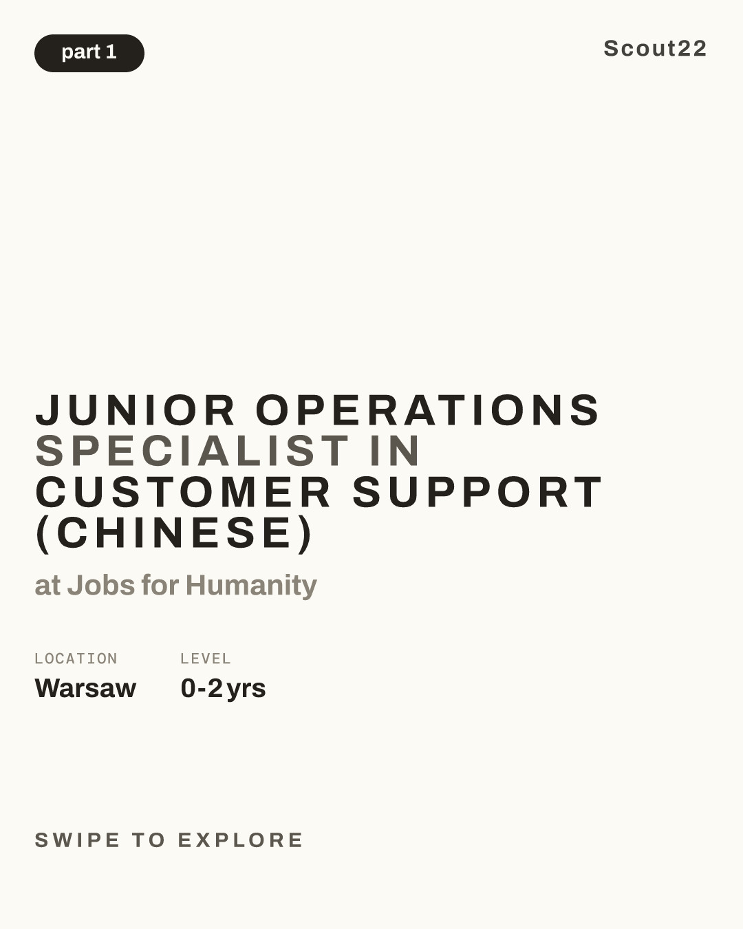 Junior Operations Specialist in Customer Support (Chinese) at Jobs for Humanity