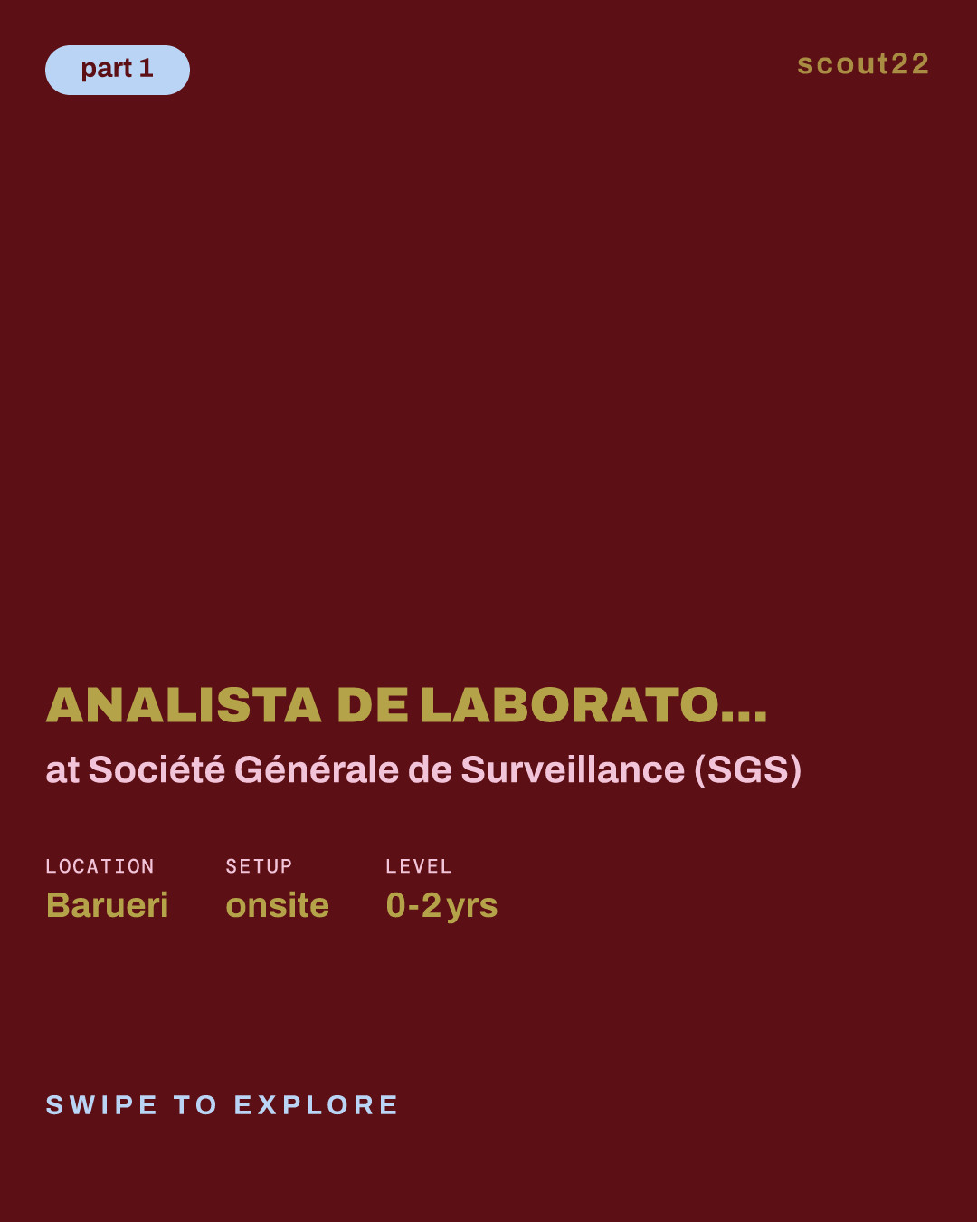 ANALISTA DE LABORATORIO JR - BARUERI/SP at Société Générale de Surveillance (SGS)