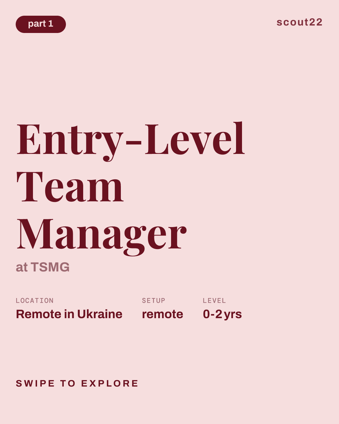 Entry-Level Team Manager at TSMG